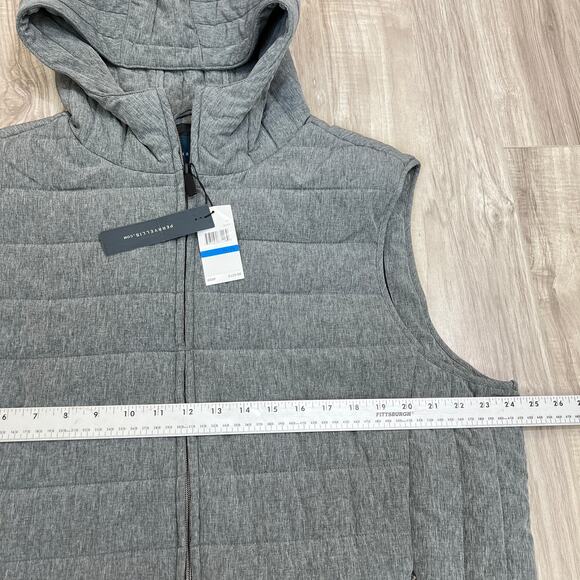 Perry Ellis Men’s Hooded Puffer Vest Gray Size XL Sleeveless Quilted Zip Jacket - Picture 4 of 9